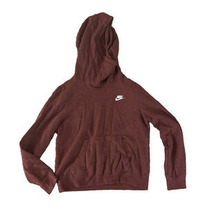 Nike Hoodie Women's Maroon Pullover Sweater Swoosh Logo Funnel Neck Size Small S
